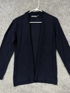 Jason Maxwell Cardigan Sweater Womens L Blue Open Front Soft Goth Dark Academia